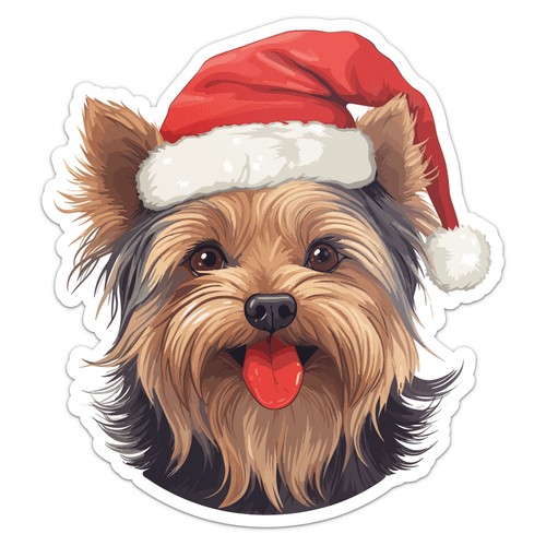 Christmas yorkshire terrier - christmas,