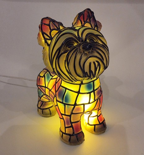 Resin yorkie dog stained glass - resin,
