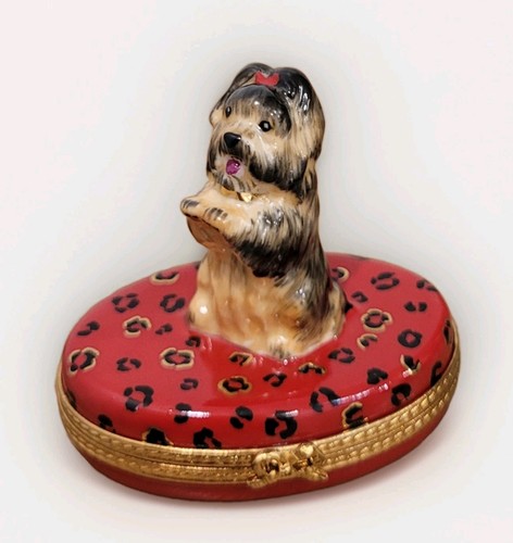 Peint main limoges yorkie - peint,