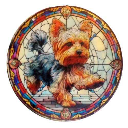 Yorkie faux stained glass - faux,