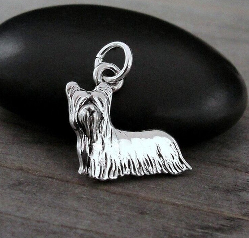 Silver yorkshire terrier charm - yorkshire,